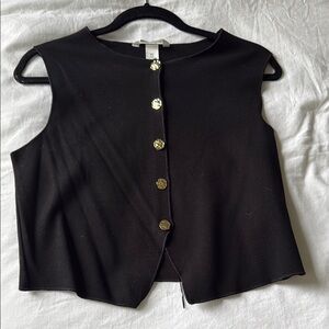 H&M Black Sleeveless Top with Gold Accents